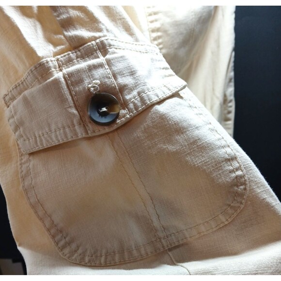 IB Diffusion Capris Cropped Pants Size 12 Cream Patch Pockets Cotton Blend - Picture 8 of 11